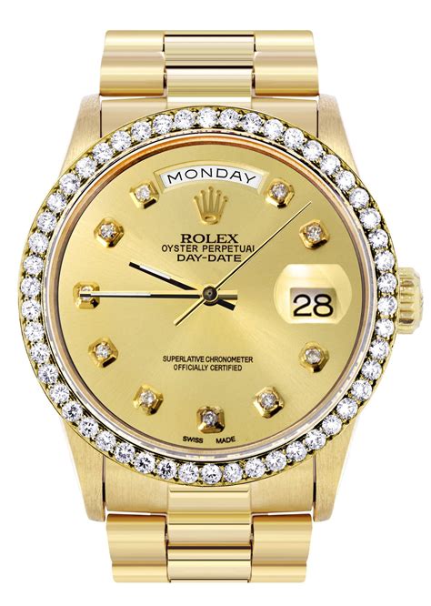 replica rolex 18k yellow gold day-date president diamond mens|rolex day date yellow gold.